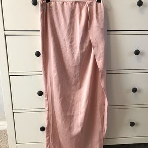 Light Pink Silky Side Cut Maxi Skirt/Beach Coverup